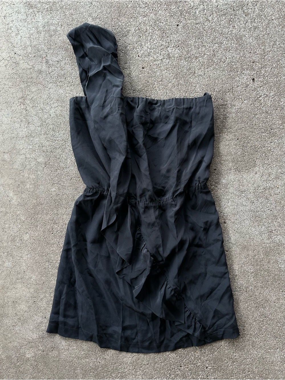 Mason One Shoulder Silk Riffle Mini Dress